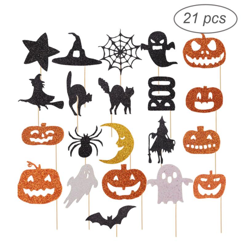 

21pcs Halloween Cake Toppers Cupcake Topper Picks for Halloween Cake Decoration