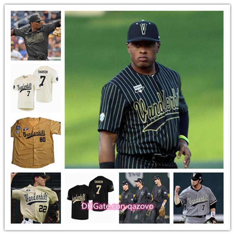 

Vanderbilt Commodores Baseball CWS White Gold Black Jersey 7 Swanson 2 Harrison Ray 80 Rocker 13 Buehler 14 Price, Blue;black