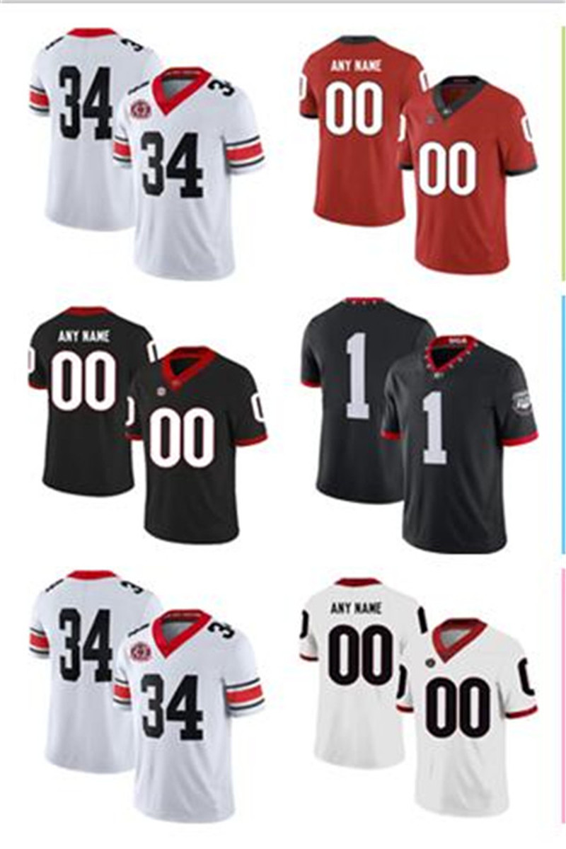 

Cusotm NCAA New 1 George Pickens 2020 Georgia Bulldogs Jersey UGA 40th 1980 Gurley II Herschel Walker Zamir White Cook Jake Fromm, Black