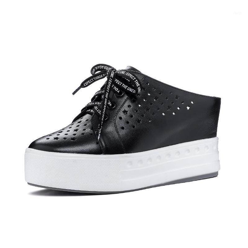 

2020 Summer Elegant Fashion Sandals Women Slipper Genuine Leather Shoes Platform Wedges High Heeled Sandals1, Black