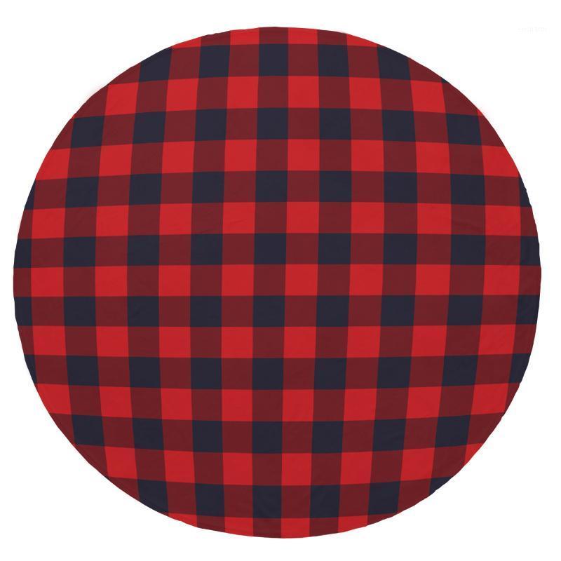 

Super Soft Plush Flannel Blanket Plaid Red Black Check Blankets Round Throw Blanket for Beds1