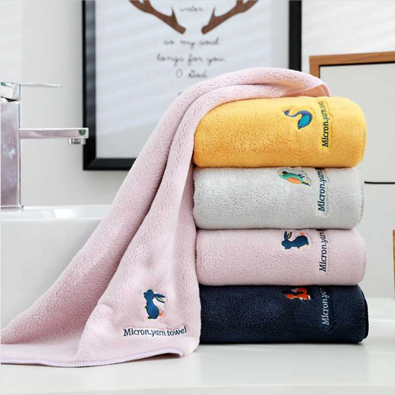 

Bonenjoy 2 pcs Face Towel Animal Pattern Solid Color Microfiber Strong Hair Adults Baby Hand Towels High Quality, 4 bh shenlan