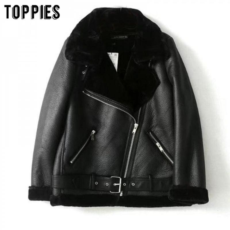 

Winter Sheepskin Coats Women Thicken Faux Leather Fur Coat Female Fur Lining Leather Jacket Jacket casaco feminino, Black