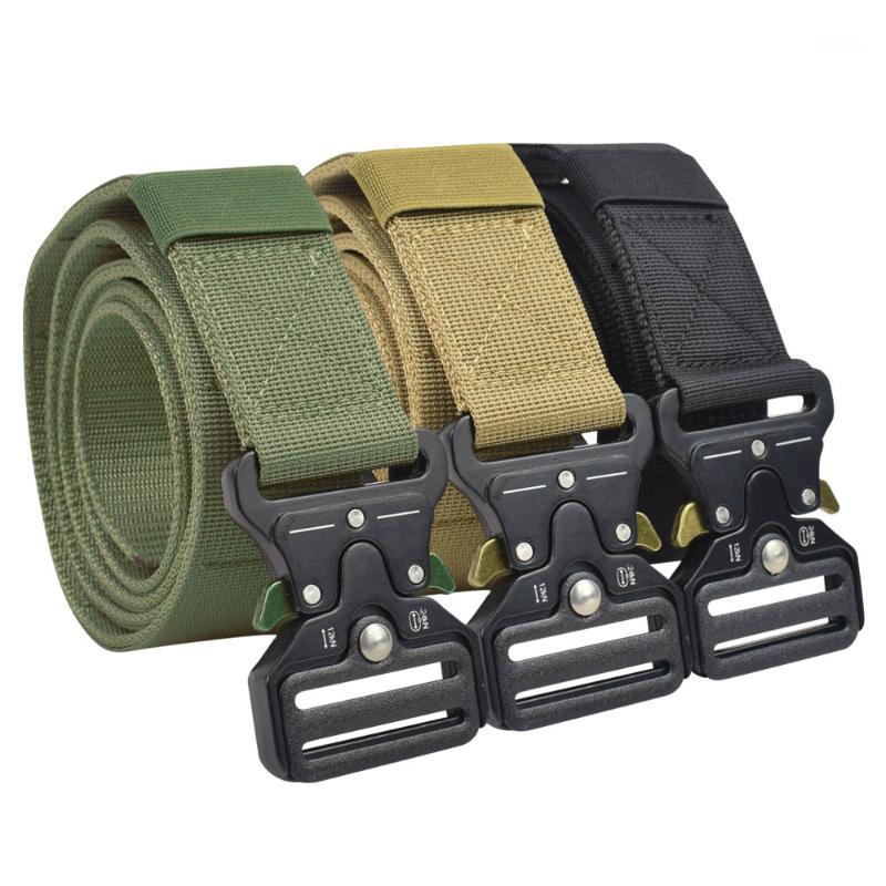 

Heavy Duty Tactical Waist Belt Men Metal Buckle Nylon Belt Outdoor Sports Training Combat Belts Hunting Accessories1, De