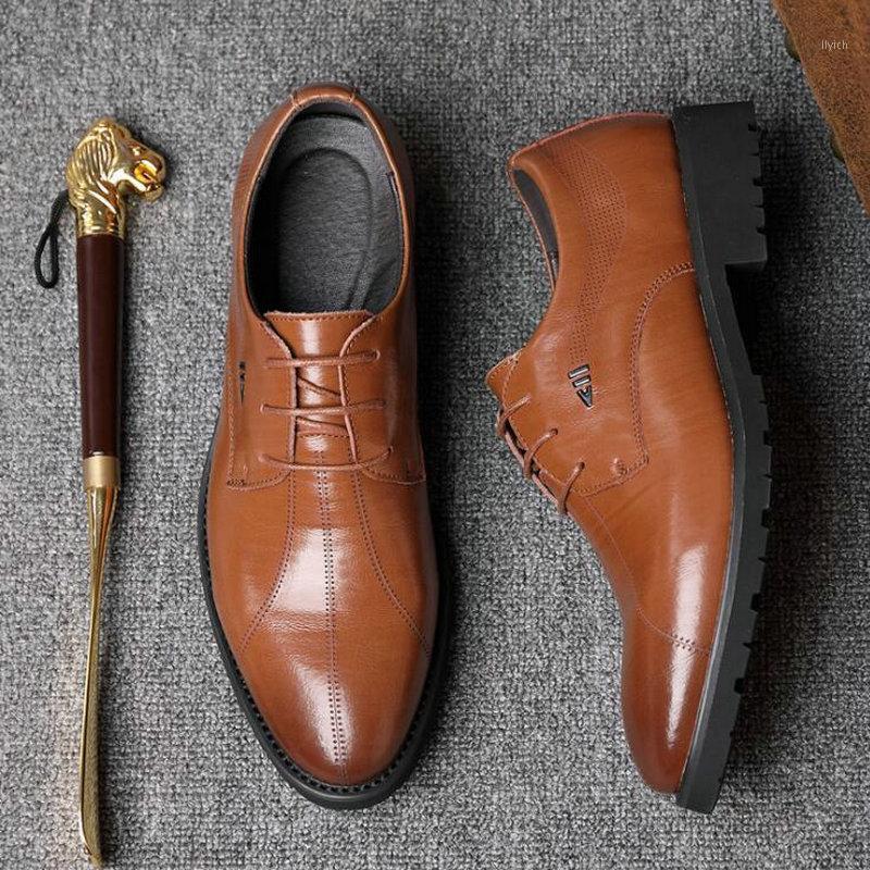 

Male Dress Pointed Oxfords Breathable Working Lace Up Shoes Mens Genuine leather Shoes Wedding Business A53-241, Black