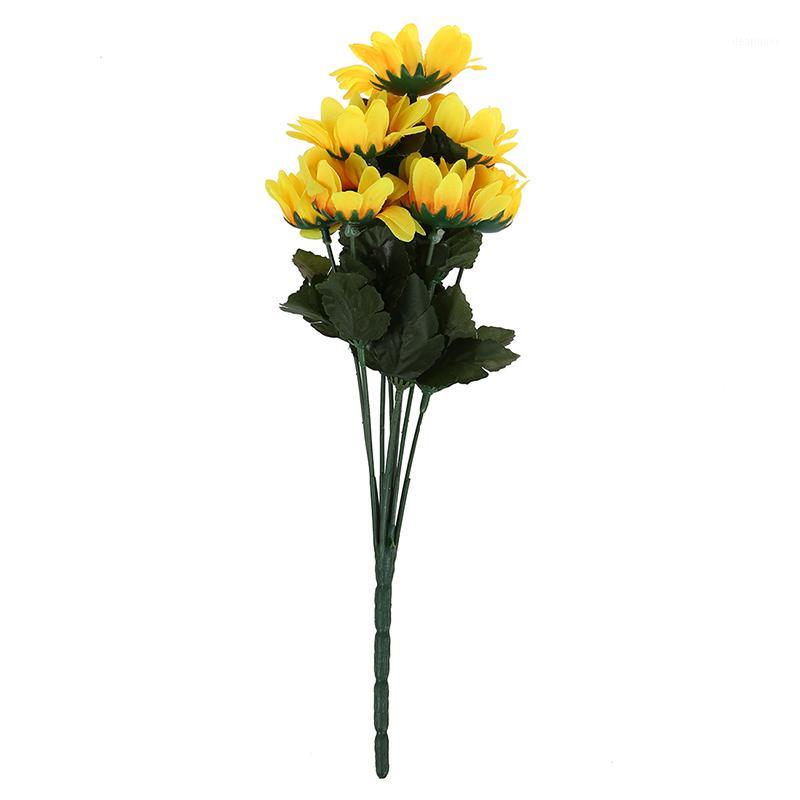 

15" Artificial Ylw Sunflower Bouquet Office Home Decor1, As shown