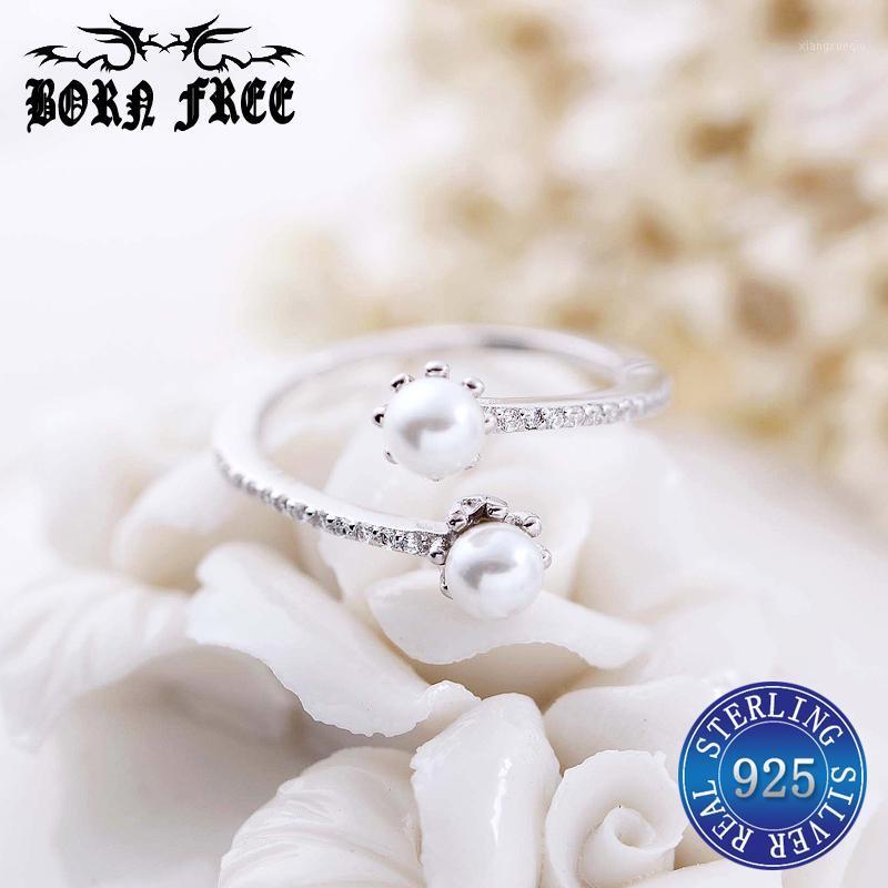 

Ring Open Silver 925 Rings For Women Finger Pearl Set Anillos Plata Para Mujer Ringen Bague Femme Wedding Fine Jewelry Band