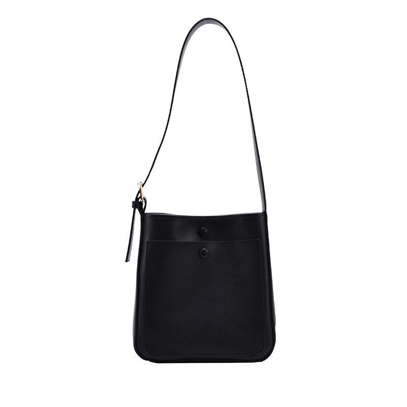 

New Women Shoulder Bag Fashion Ladies Handbag Large Capacity Youth Literary PU Leather Bucket Bags Wild Black Brown