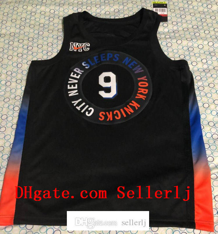 

S-6XL Men New York Knicks 9 RJ Barrett 2020-21 City Player Jersey, Black;red