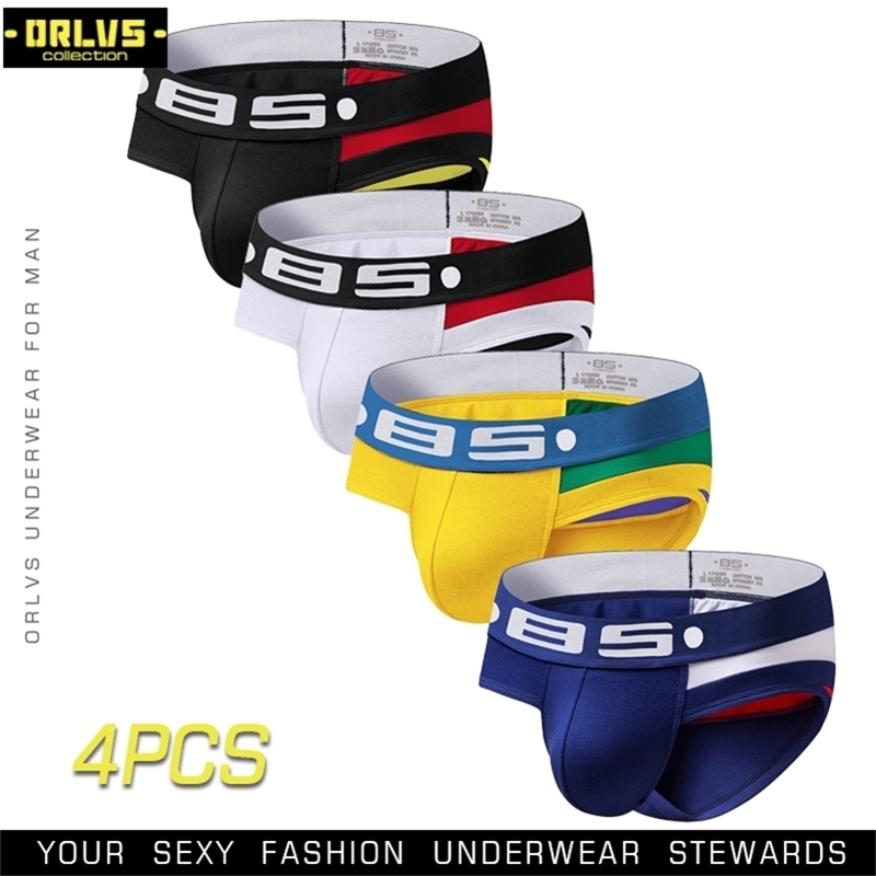 

BS 4PC/LOTMen Sexy Underwear Briefs Low Rise Pouch Underpants Brief Mens Underwear Sexy Briefs Cotton Breathable Men Underwear 201112, (4)bs 145-mulit