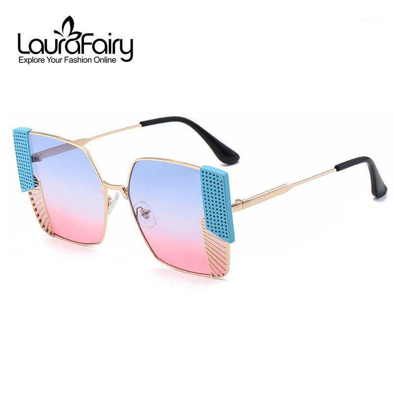 

Sunglasses Laura Fairy Fashion Square Metal Grid Patchwork Design Gradient Lens UV400 Sun Glasses Lunette De Soleil Femme 1270591