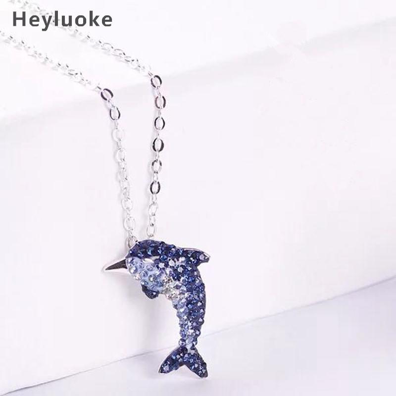 

Pendant Necklaces Multiple Zircon Blue Dolphin & Pendants For Women CZ Wedding Gifts Statement Choker Necklac