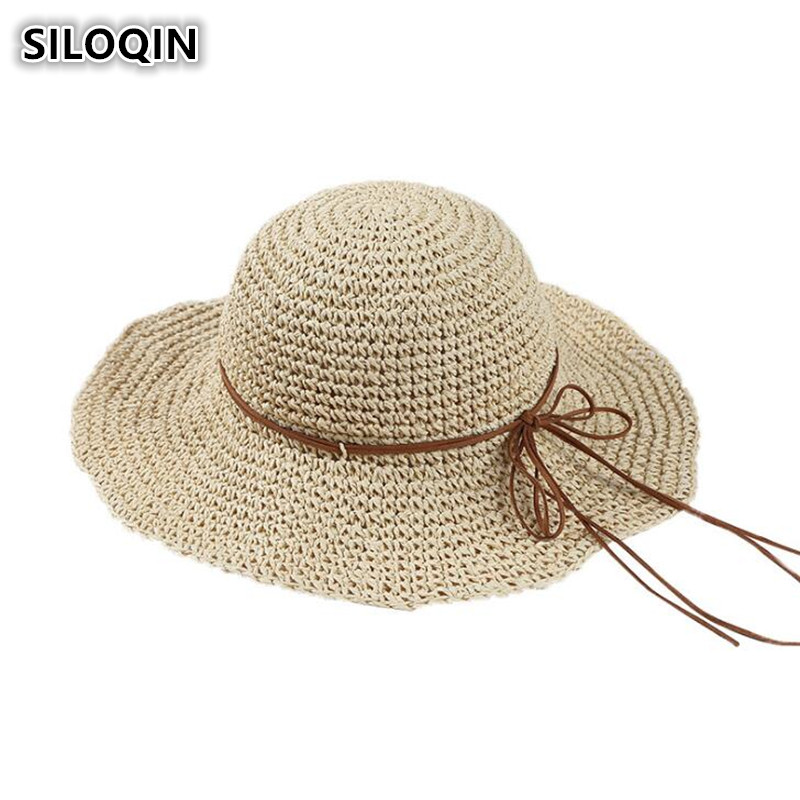 

SILOQIN Summer Women's Straw Hat Big Brim Foldable Sun Hats Hollow Breathable Beach Hat For Women Lady's Ventilated Cool Caps, Color 5