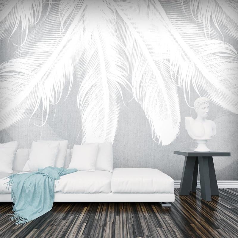 

Custom 3D Photo Wallpaper Abstract White Feather Modern Art Wall Painting Living Room Sofa Bedroom Self adhesive Wallpaper Mural, As pic
