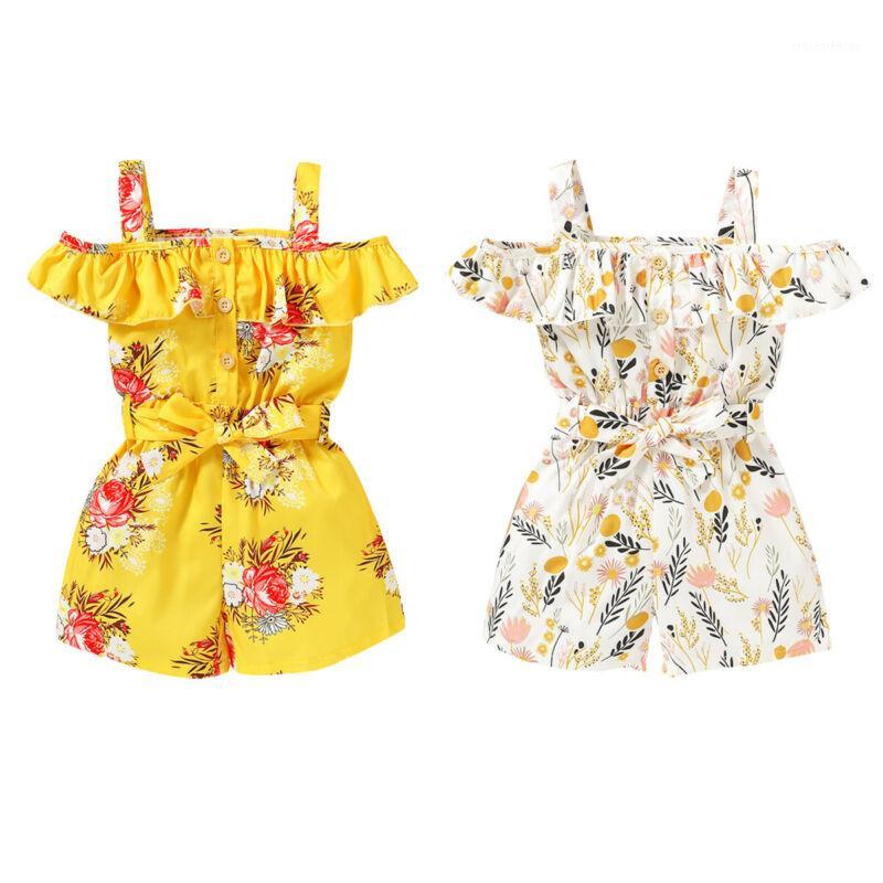 

2020 Toddler Kids Baby Girl Floral Rompers Summer Clothes Strap Jumpsuit Sleeveless Playsuit Outfits Sunsuit Overalls 1-4Years1, Beige