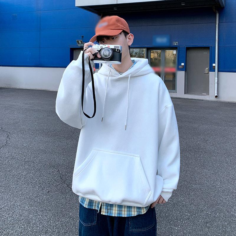 

Customize Print Oversize Hooded Men's Sweatshirts Drop Shoulder Pockets Male Pullovers Autumn Man Streetwear Sweatshirt Clothes, White