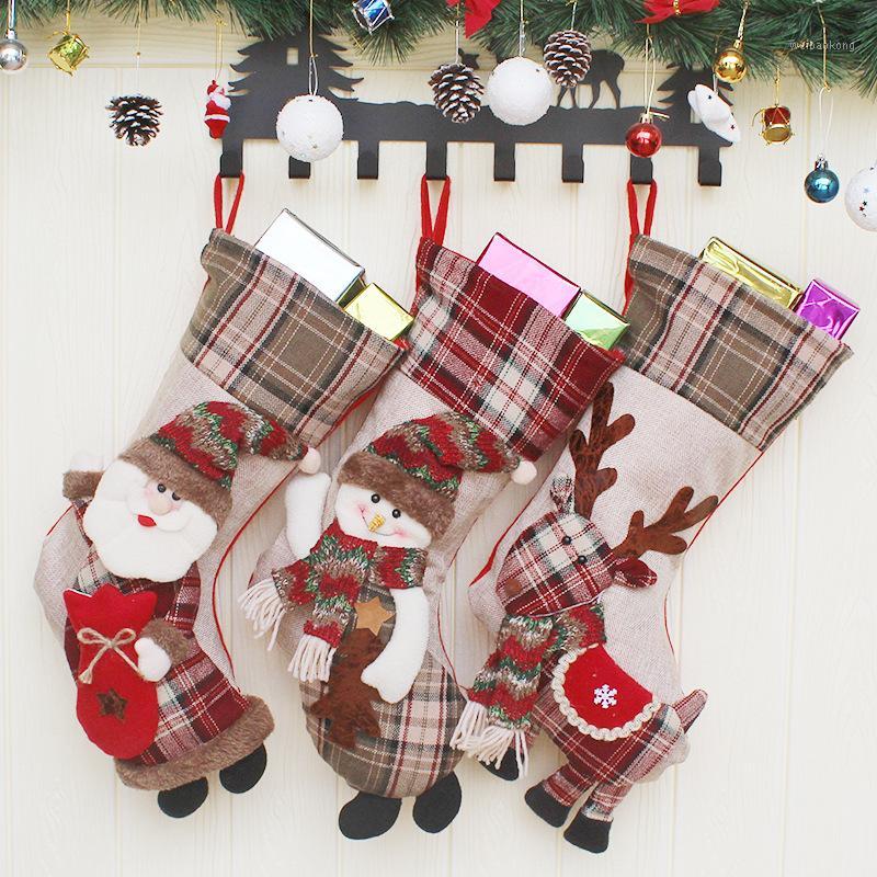 

1Pcs New Year Merry Christmas Decoration Stockings Window Pendant Santa Socks Christmas Gift Bag Party Supplies Candy Gift Pouch1