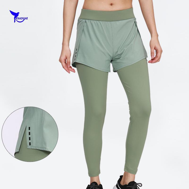 

High Waist 2 In 1 Women Yoga Leggings Push Up Sportswear Fitness Running Pants Quick Dry Stretch Gym Tights Lady Jogging Leggins1, Army green