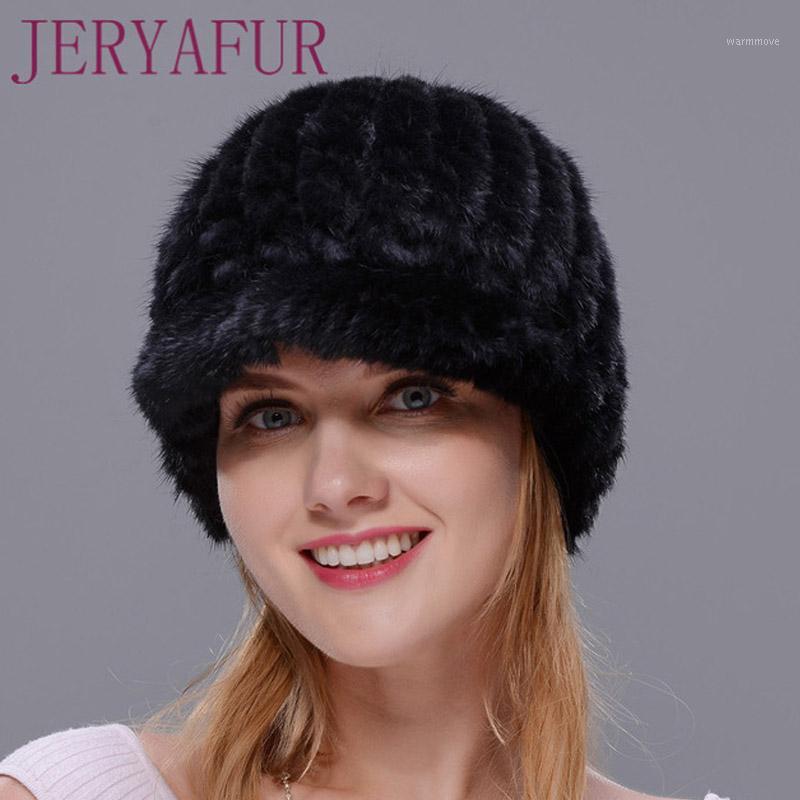 

Winter Strick Reale Natürliche Nerz Kappe Für Frauen Hermelin Gute qualität Weiblichen Nerz Schirmmütze Ohr Warme Vermeiden Wind1, Color1
