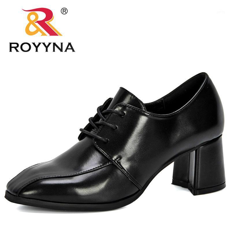 

ROYYNA 2021 New Designers Round Toe Pumps Woman Lace Up Dress Shoes Women Microfiber Footwear Zapatos Mujer Ladies Boat Shoes1, Black