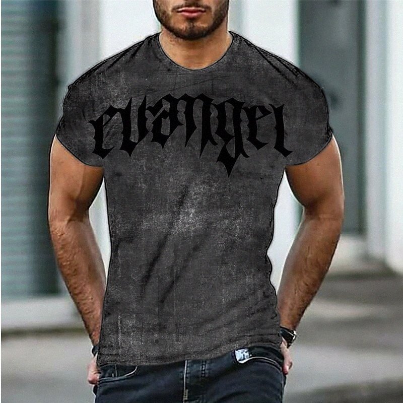 T-shirt Hommes 3D Imprimer Graphic Croix-Croix Col Couture Daily Sports Sports à manches courtes Casual Classic Designer Grand et grand Grey E6UY