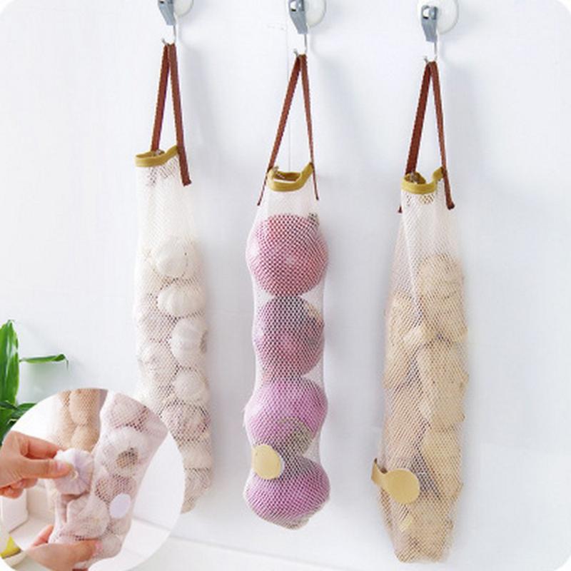 

3PCS Kitchen Breathable Wall Hanging Onion Garlic Vegetable Storage Bags Net Hanging Storage Bags