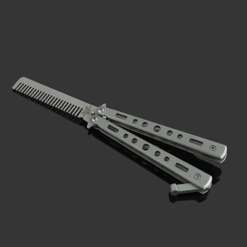 

Hair Brushes 2 Color Foldable Stainless Steel Comb Hand Made Pomade Styling Butterfly F-08 Hairdressing Knife For Training