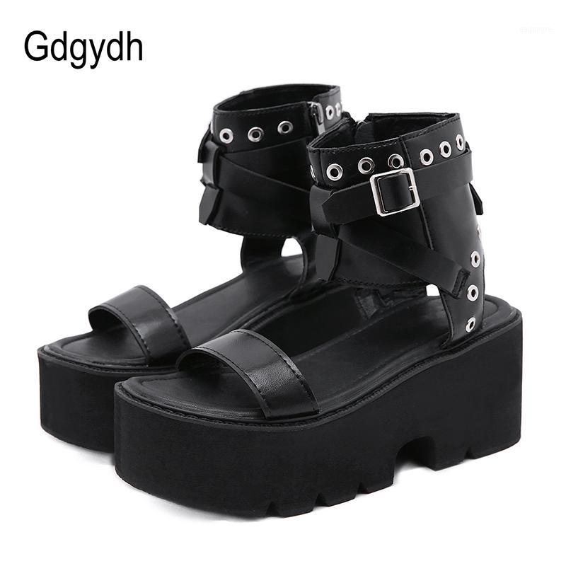 

Gdgydh Punk Gothic Platform Sandals Women Ankle Strap Open Toe Girls School Shoes High Quality And Cheap Fashion Rivet Black1, Black shoes