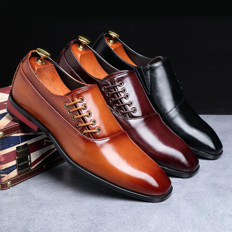 

Luxury Men Casual Leather Shoes Autumn New Formal Dress Shoes Mens Wedding Business Office Oxfords Zapatos De Hombre, Burgundy