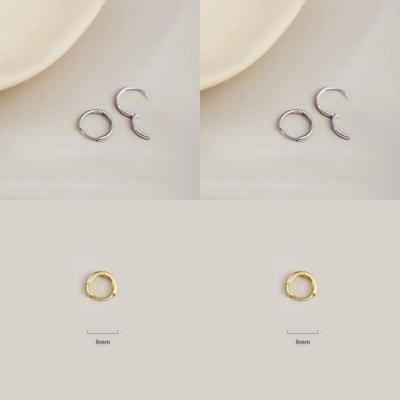 

2021high quality 8mm gold color Round Hoop Earrings for Women minimalist delicate cute mini small stacking earring jewelry 360 N2