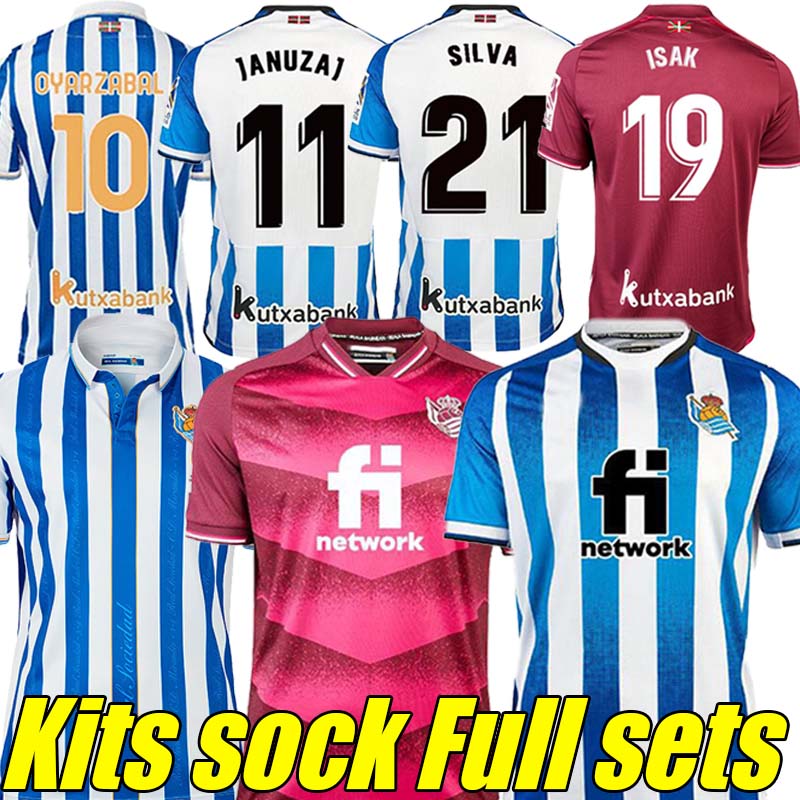 

22/23 Real Sociedad soccer jerseys 2022 2023 OYARZABAL PORTU X PRIETO DAVID SILVA ODEGAARD JUANMI ISAK Carlos Fernandez Men Kids Kits sock Full sets Football Shirt, 22-23 home