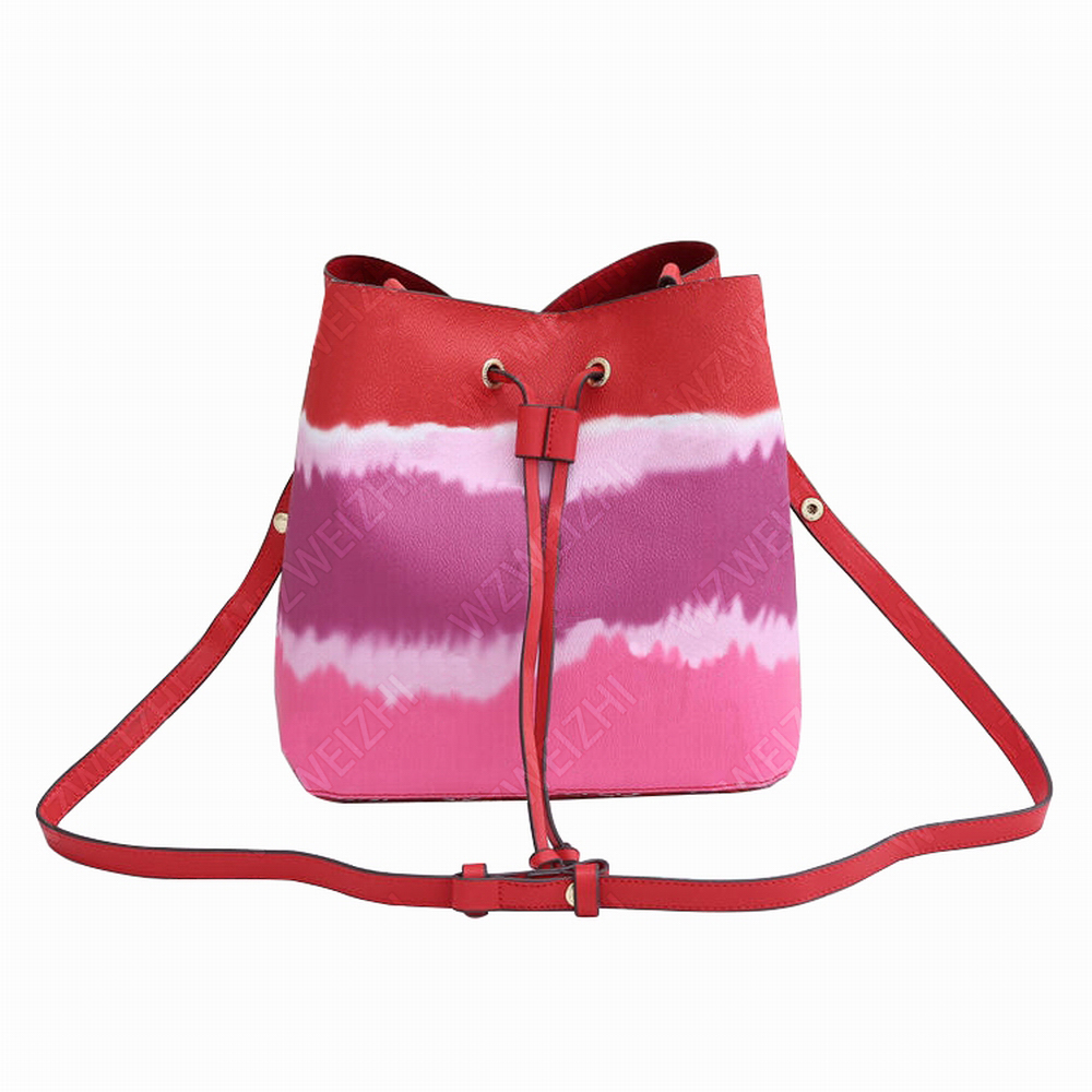 

Fashion Canvas NÉONOÉ Bucket Totes Handbags Women Tote Bag Handbag Ladies Shoulder Crossbody Bags Tie Dye String Hand Bag 26CM, Red