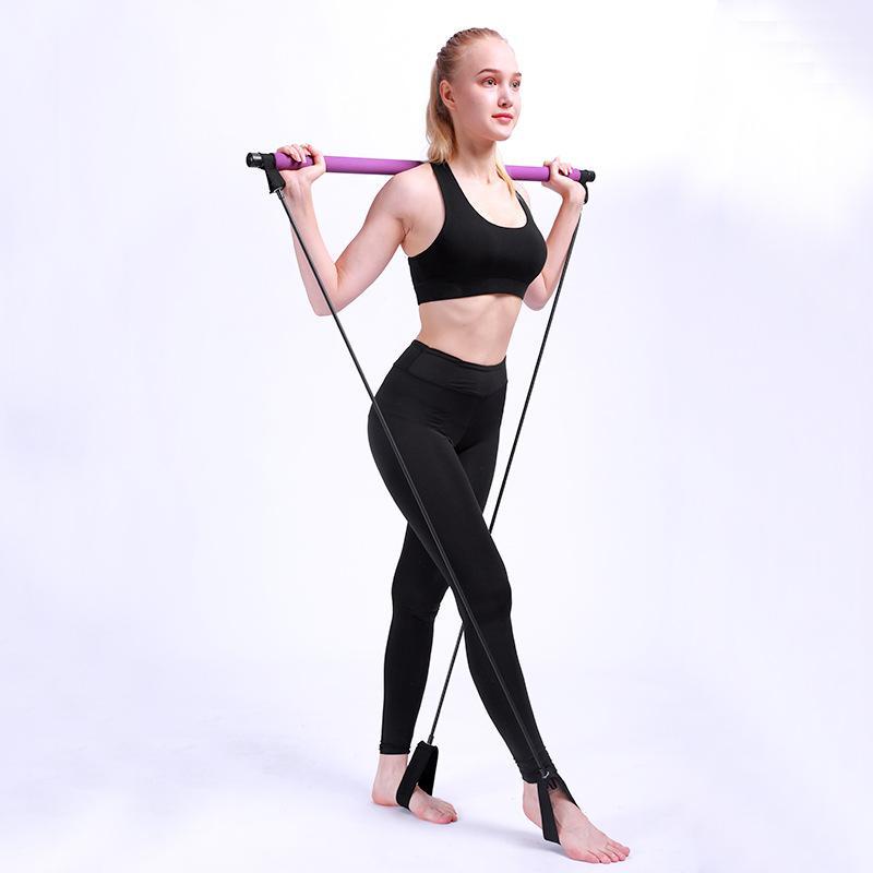 

Pilates stick Yoga Resistance Band Exercise Pilates Bar with Foot Loop Stretch Twisting Sit-Up Fitness Equipment High Quality1