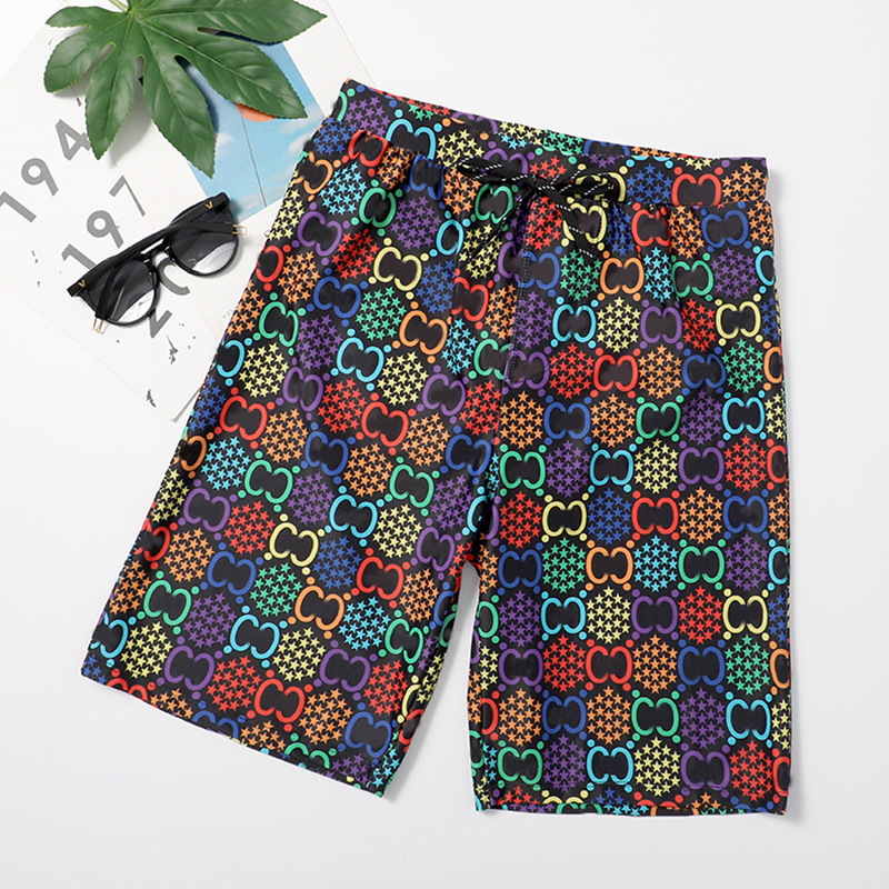 

Personality Colorful Letter Printed Men Trunks Summer Outdoor Beach Board Shorts Fashion Casual Elastic Waist Pants for Male, As pic