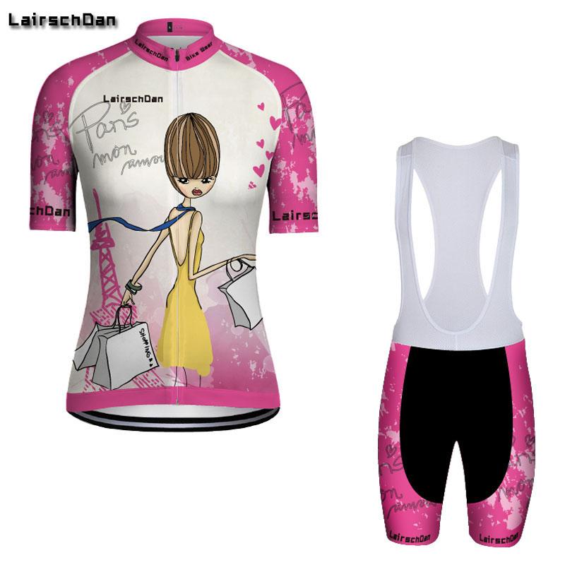 

2020 New Pro Women Cycling Set Bicycle Clothing Short Sleeve Jersey MTB Bike Uniform Lady Suit Summer Bib Shorts Kit Anti-UV