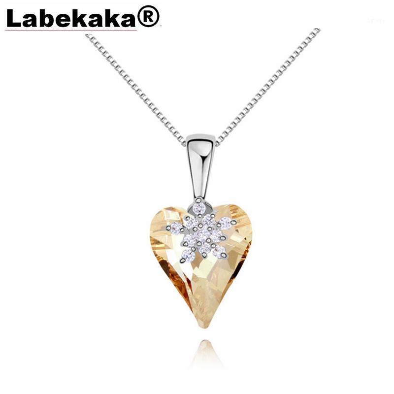 

Labekaka Pendant Necklace Heart-shaped inlaid with zircon flower Designer Jewelry embellished with Crystal from1