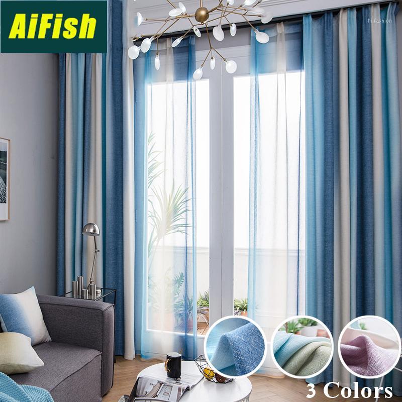 

Mediterranean Color Stripe High Blackout Curtains Living Room Bedroom Kitchen Curtain Tulle Custom Cortinas Para La Sala WP109-41, Color 3 tulle