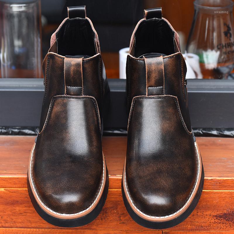 

Men's Boots Men's Autumn Lace Up Comfortable Fashion Shoes 2019 Classic Outdoor Leather Casual Boots Basic1, Brown plus velvet