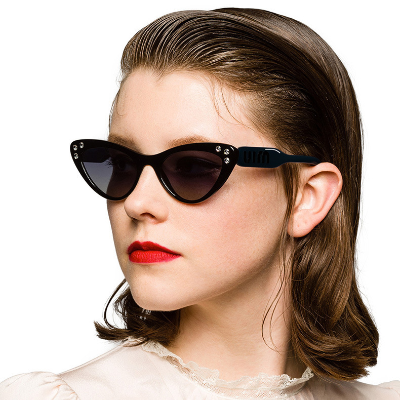 

New Cat Eye Sunglasses Women Fashion Diamond Brand Designer Sun Glasses Vintage Blue Black Lunette de soleil femme UV400