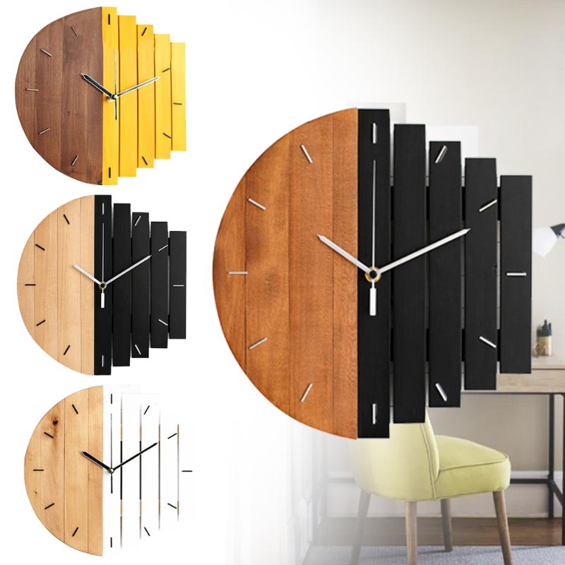 

Industrial Style DIY Color Block Hanging Practical Pointer Vintage Home Decor Living Room Bedroom Quartz Bar Wooden Wall Clock