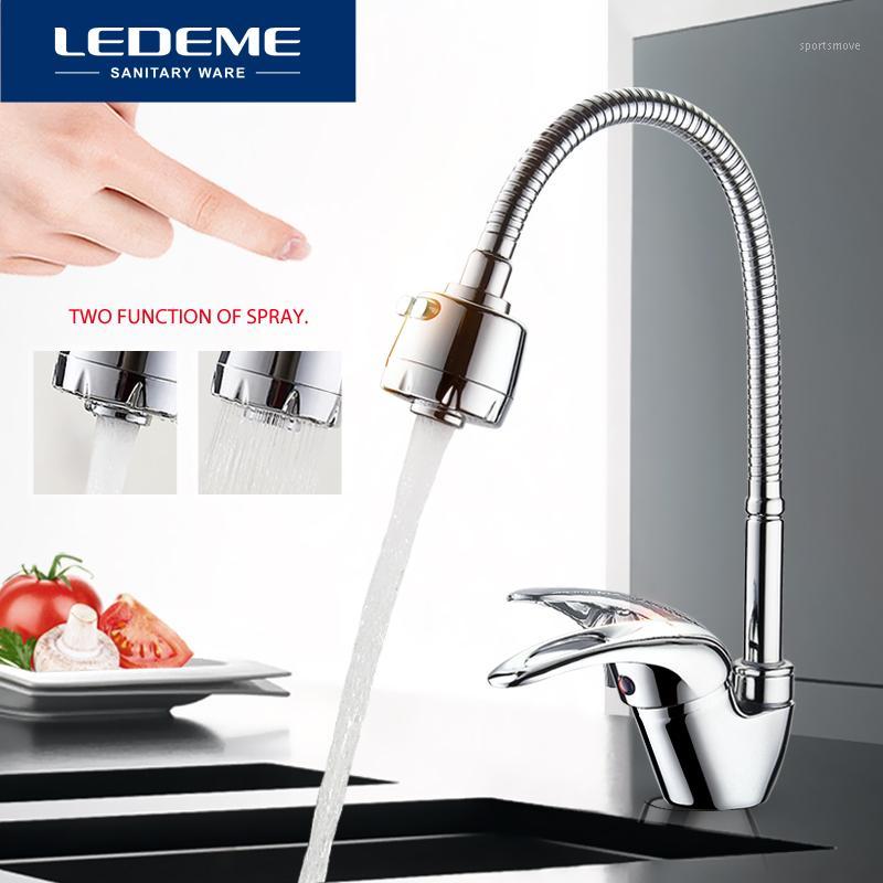 

LEDEME Kitchen Faucet Universal Tube 3 kinds of Water Way Outlet Pipe Tap Basin Plumbing Hardware Brass Sink Faucets L4302-B1