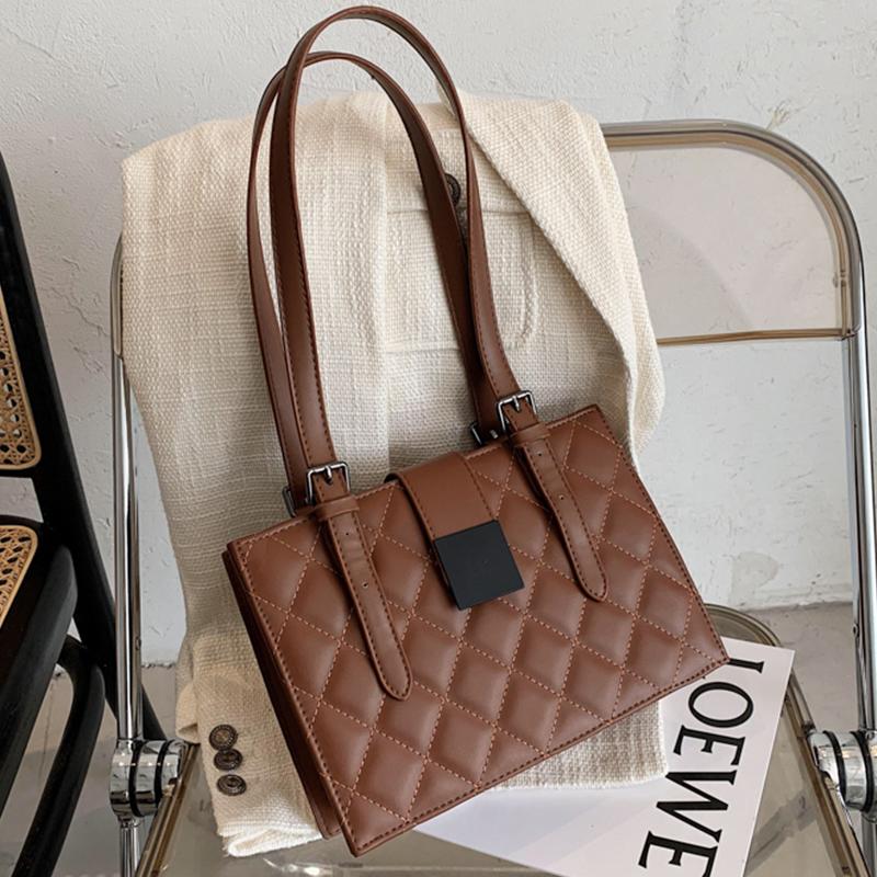 

Diamond Lattice PU Leather Shoulder Bags For Women 2021 Winter Fashion Female Trending Bag Brand Designer High Quality Handbags, Beige