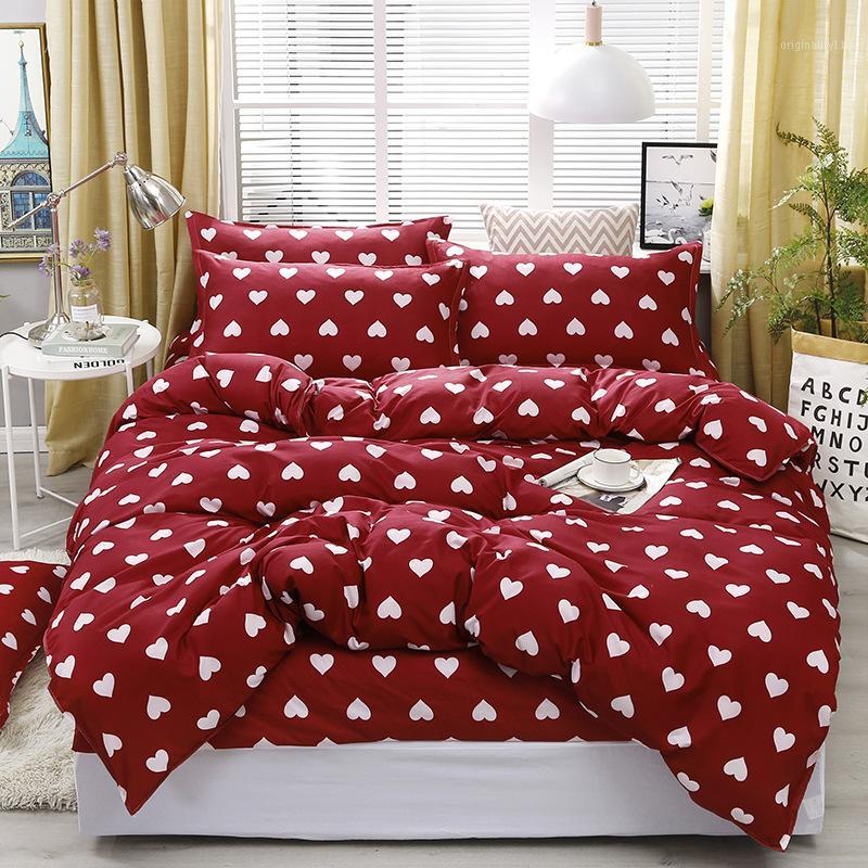 

New Printed 4pcs Bedding Set King Queen Full Size Microfiber Flat Bed Sheet Duvet Cover Pillowcase Wedding Gift Jogo De Cama1