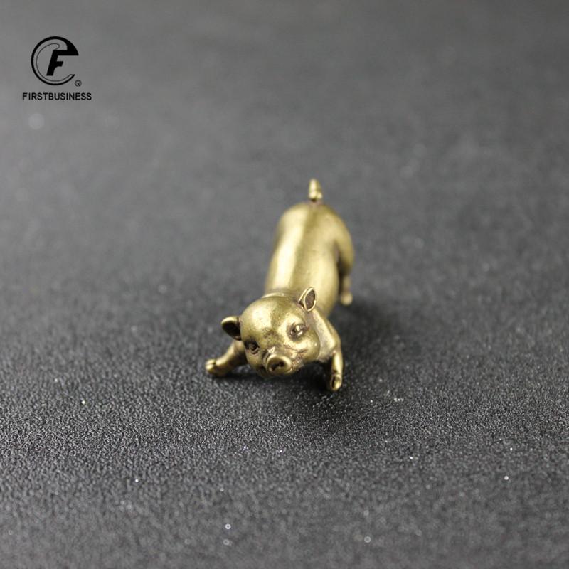 

Solid Pure Brass Zodiac Pig Figurines Decoration Accessories Miniature Cute Little Fat Pig Ornament Vintage Copper Animal Statue
