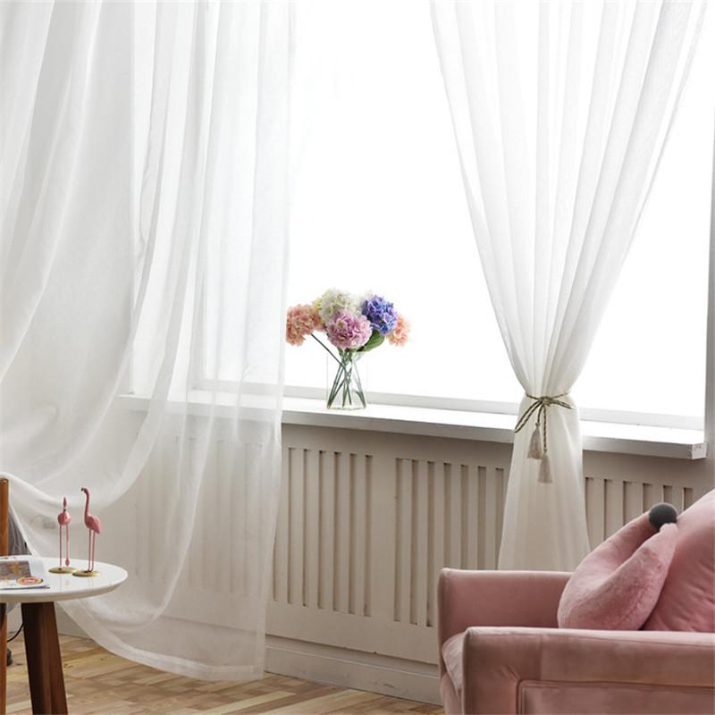 

Pure White Curtains for Living Room Cortinas Kitchen Sheer Curtains Window Tulle Bedroom White Sheer Tulle