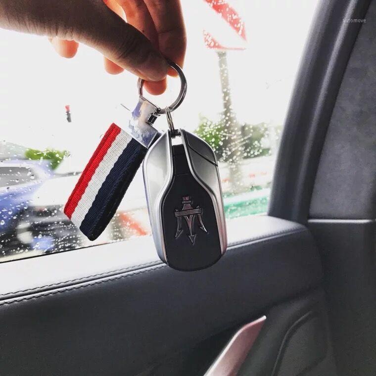 

2020 Fashion TB THOM Keychain Men Women Metal Tricolor Leather Key Chain Car Keys Backpack Accessories Birthday Gift1