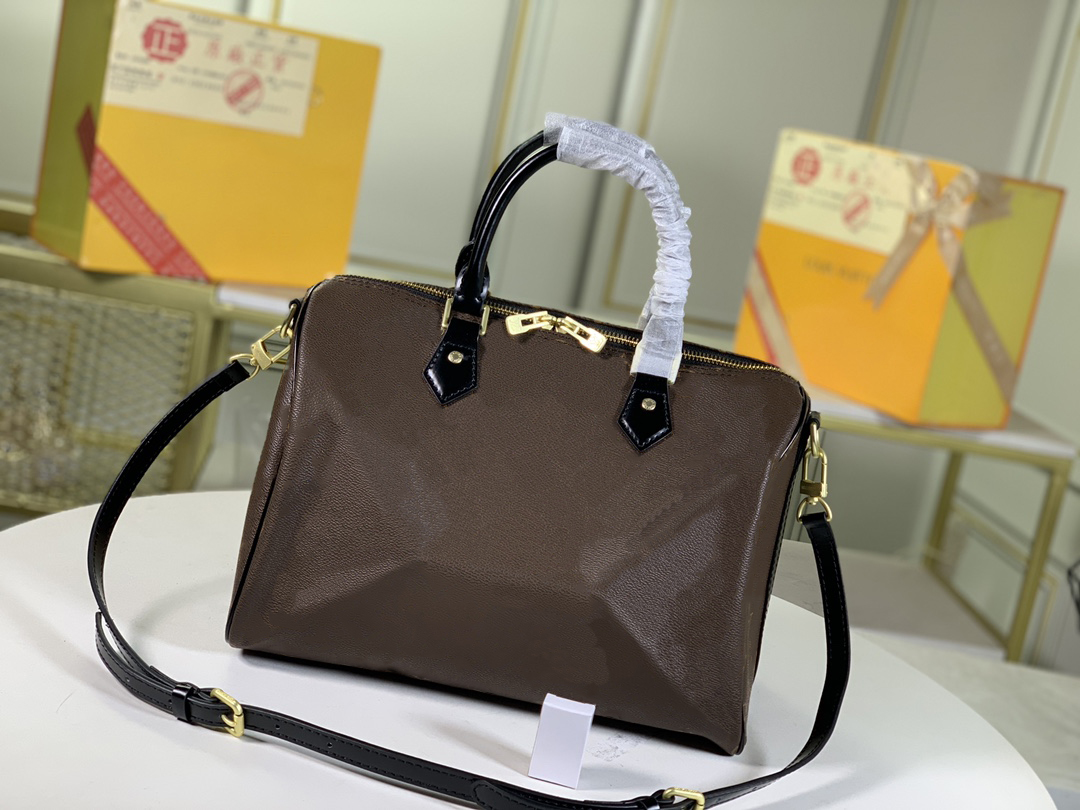 

Luxury female designer bags Damier Ebène canvas material Speedy handbag Fashionable shoulder bag Messenger bag Arm handle Crossbody Tote bag, 1#41112