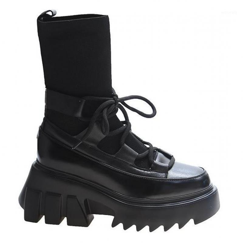 

Winter Black Autumn Short Boots New Women's Shoes 2021 INS Platform Boots for Women Chunky Heels Stretch Fabric1, Beige