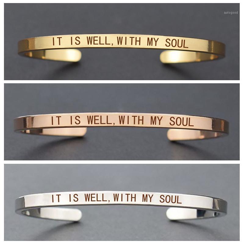 

Bangle Fashion Womens Engraved Bible Verse Braclet IT IS WELL WITH MY SOUL Adjustable Inspirational Bracelets1
