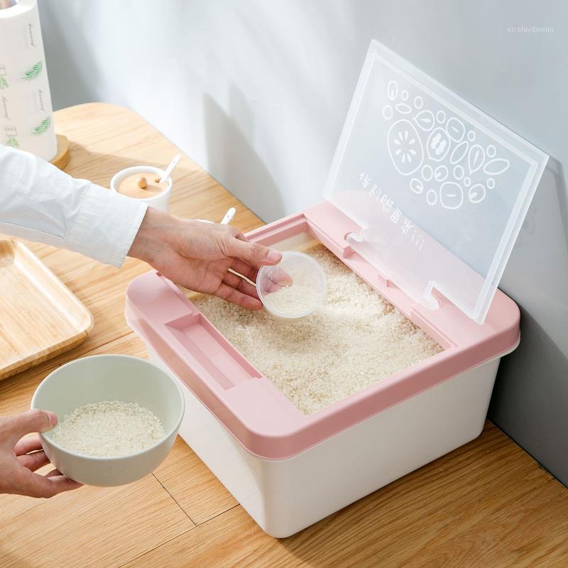 

10KG Insect-Proof Rice Bucket Plastic Sealed Rice Storage Box Cylinder Kitchen Flour Storage Tank With Measureing Cup1